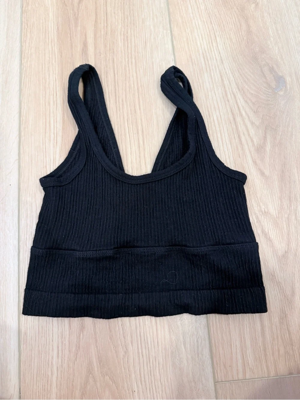 Free people Black Ribbed Crop Tank